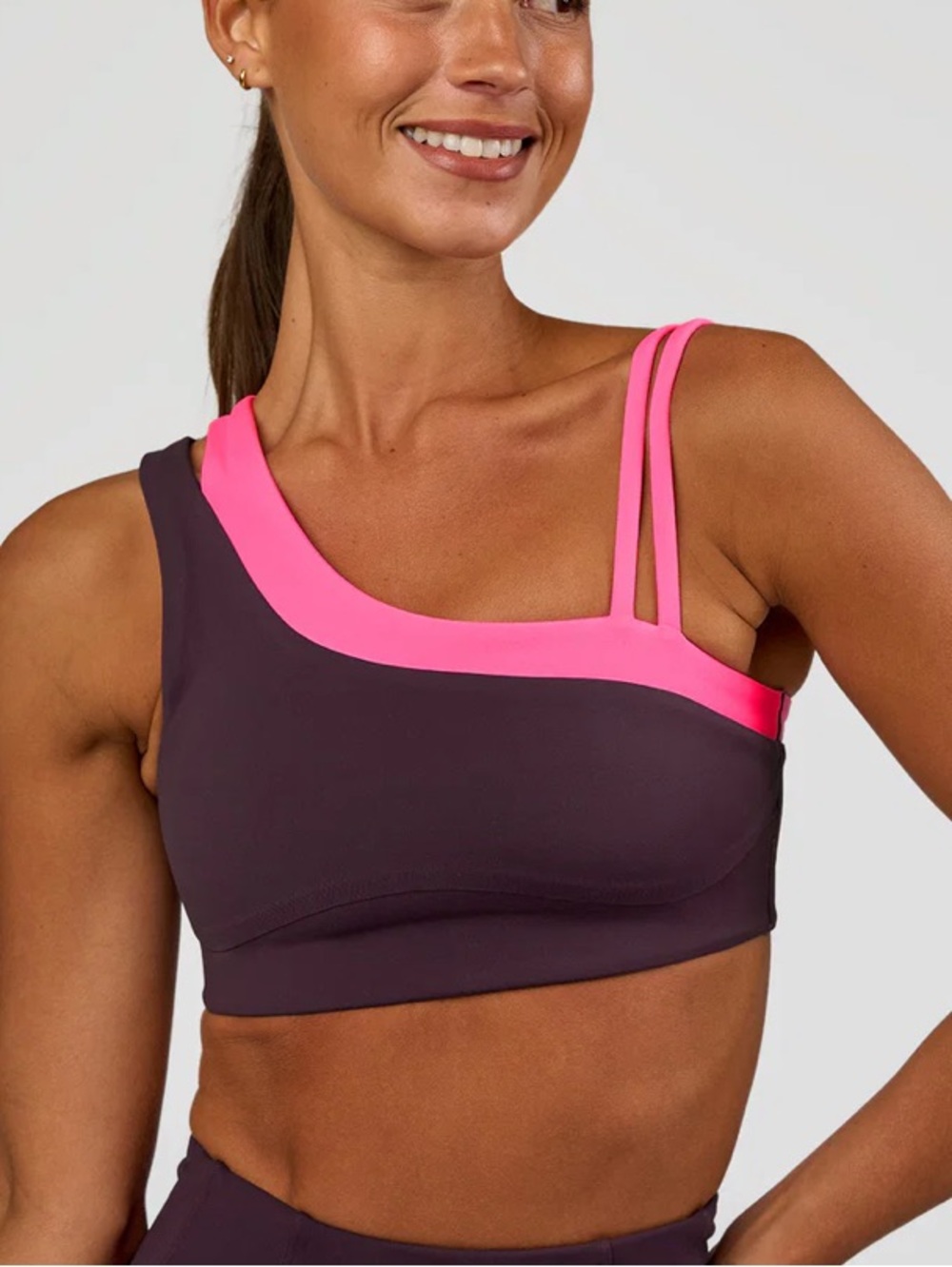 LSKD Thrive Asymmetrical Sports Bra in Midnight Plum 🆕